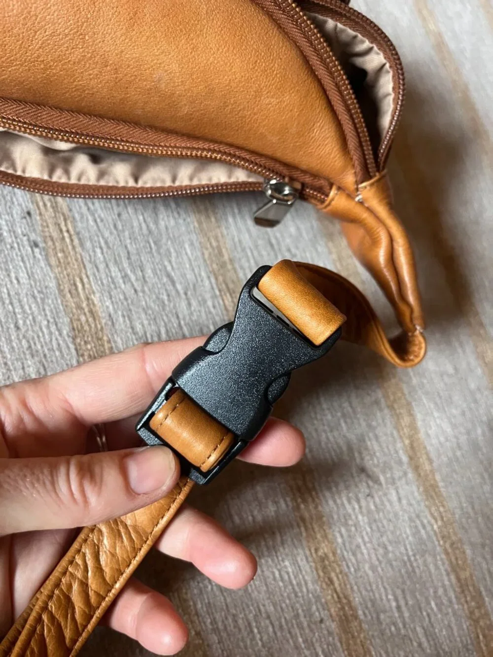 Cognac Leather Fanny Pack Crossbody Bag - Like New!